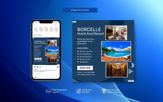 Elegant Hotel Marketing PSD Template Blue