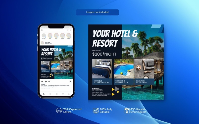 Elegant Instagram Hotel Marketing Template Social Media