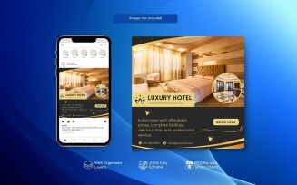 Hotel Business Instagram Post Template Black