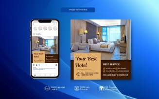 Hotel Business Instagram Post Template Brown