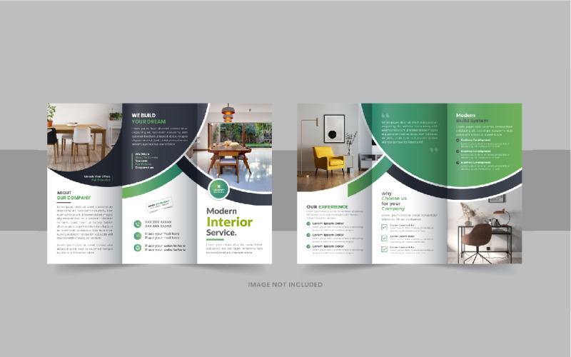 Interior trifold brochure, Real estate or furniture trifold brochure design template Corporate Identity