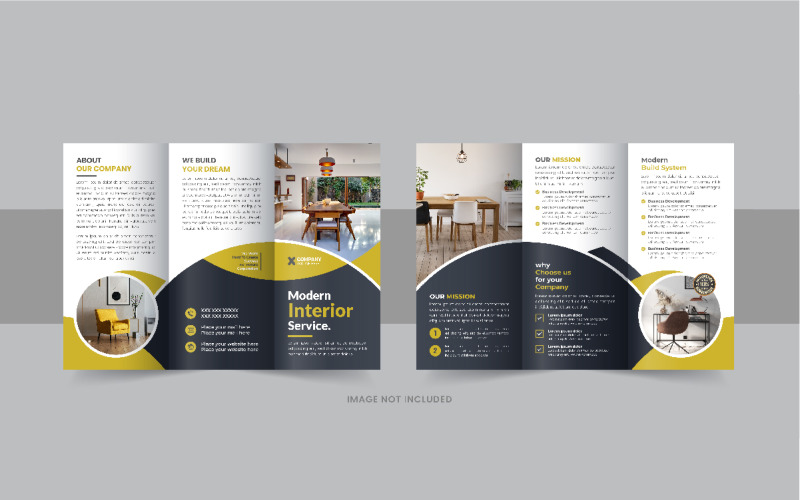 Interior trifold brochure, Real estate or furniture trifold brochure design Corporate Identity