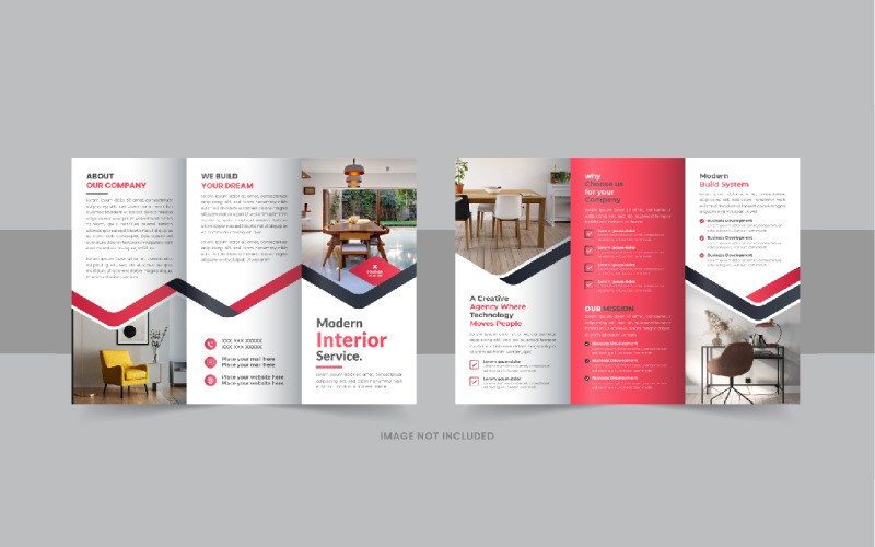 Interior trifold brochure, Real estate or furniture trifold brochure layout Corporate Identity