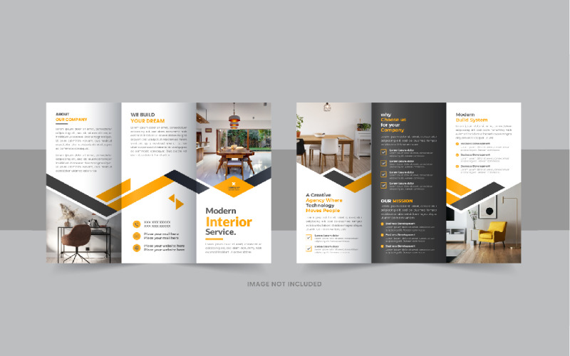 Interior trifold brochure, Real estate or furniture trifold brochure Corporate Identity