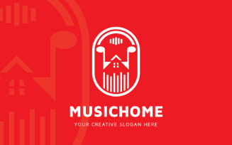 Music Home Logo Design Template