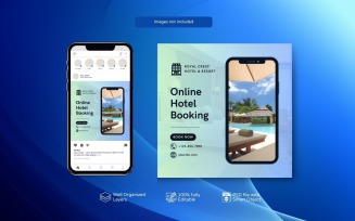 Professional Online Hotel Booking Social Media Post Template