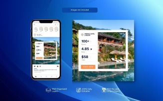 Professional Social Media Customer Review Book Now Template for Hotels
