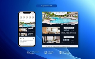 Professional Social Media Post Template for Hotels Black