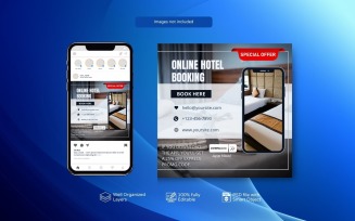 PSD Hotel Business Online Booking Social Media Template