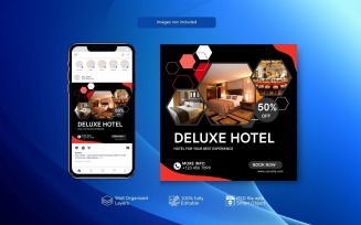 PSD Social Media Hotel Template Red