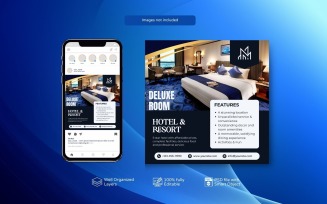 Royal Blue Elegant Hotel Marketing PSD Template