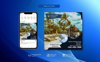 Royal Blue Hotel Marketing PSD Template: Book