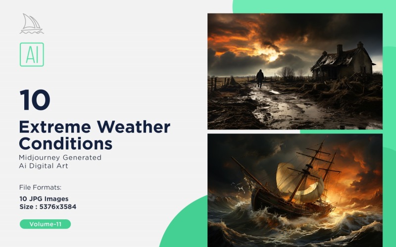 Scenes with Extreme Weather Conditions 10 Set V-11 Illustration