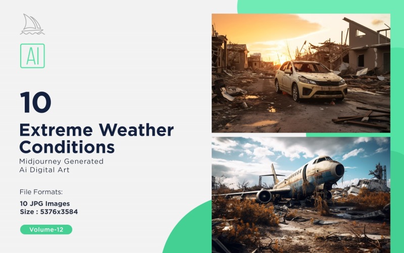 Scenes with Extreme Weather Conditions 10 Set V-12 Illustration