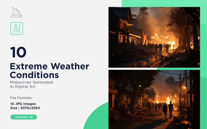 Scenes with Extreme Weather Conditions 10 Set V-14 Illustration