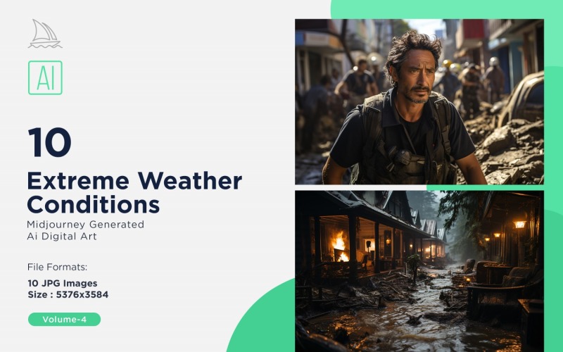 Scenes with Extreme Weather Conditions 10 Set V-4 Illustration