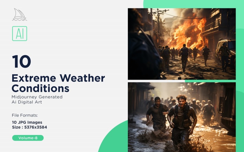 Scenes with Extreme Weather Conditions 10 Set V-8 Illustration