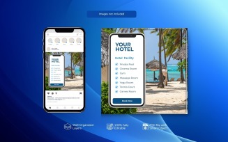 Social Media Post Template for Hotels or Resort Book Now