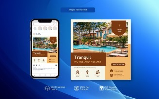 Social Media Post Template for Hotels or Resort Brown