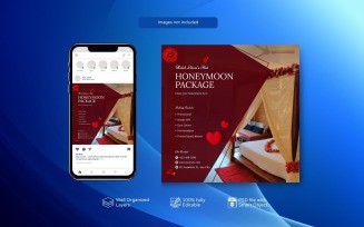 Social Media Post Template for Hotels or Resort Honeymoon Package