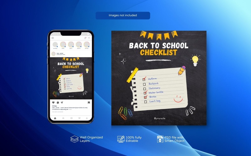 Back-to-School Checklist Social Media Template PSD