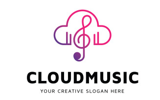 Cloud Music Logo Design Template Line