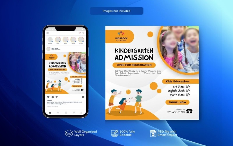 Kindergarten Admission Social Media PSD Template