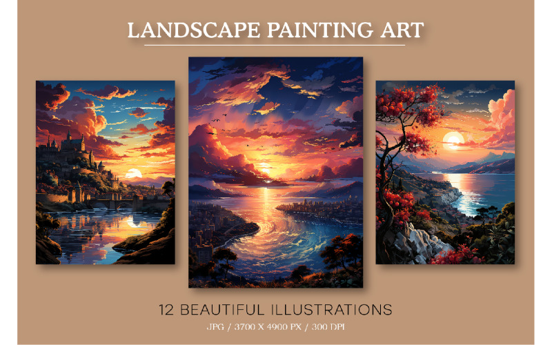 Landscape Painting Art 02. Wall Art. Illustration