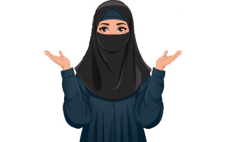 Niqab girl silhouette vector art illustration