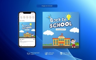 PSD Back to school social media post template Cartoon