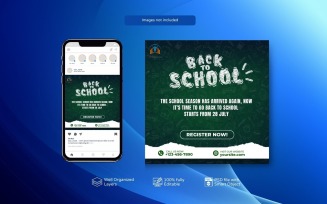 PSD Back to school social media post template Green