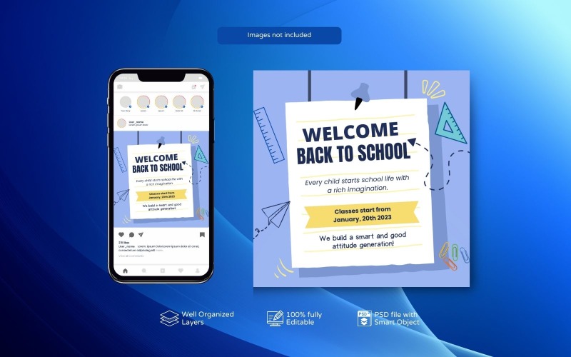 PSD Back-to-School Template Design Social Media