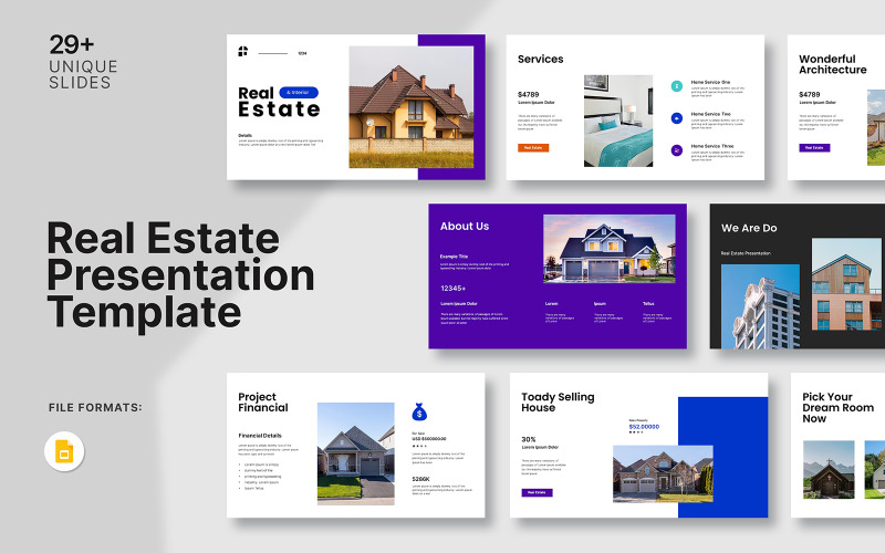 Real Estate Google Slide Presentation Template Layout