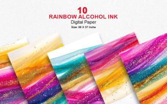 Watercolor Gold Glitter Splatter Background, rainbow alcohol ink art