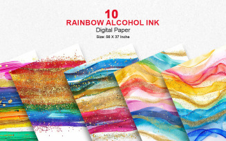 Watercolor rainbow digital paper, abstract paint splatter texture background
