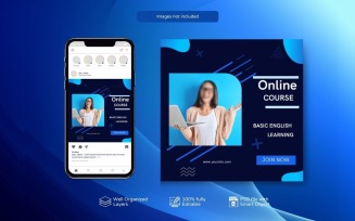 E-learning PSD Social Media Templates Blue