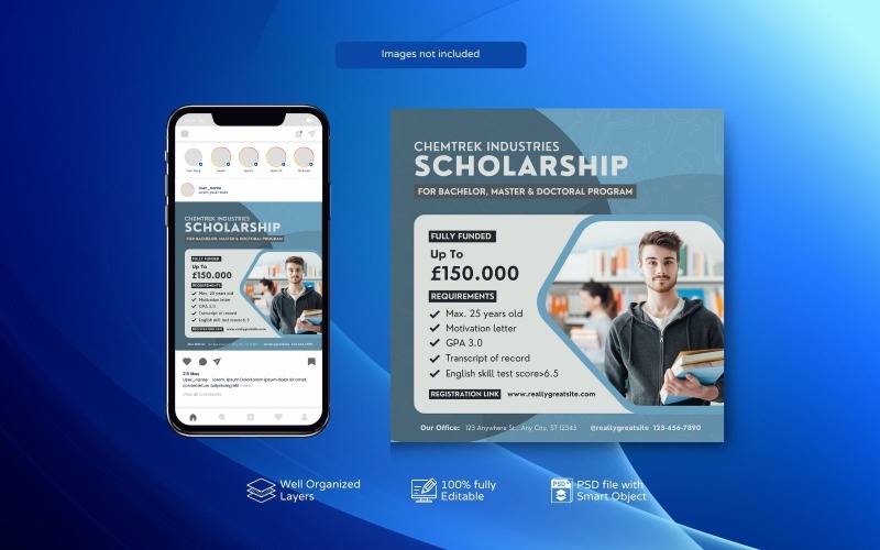 Education Clean Scholarship Program Social Media PSD Template