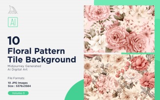 Floral Pattern Tile Background 10 Set V-03