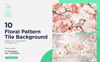 Floral Pattern Tile Background 10 Set V-05