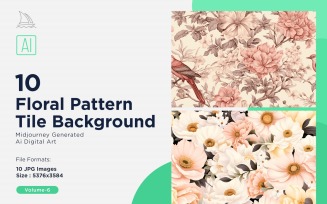 Floral Pattern Tile Background 10 Set V-06