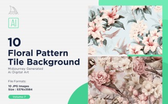 Floral Pattern Tile Background 10 Set V-07