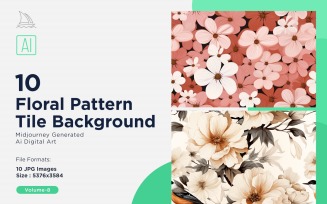 Floral Pattern Tile Background 10 Set V-08