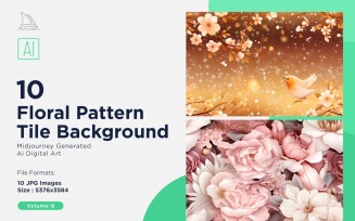 Floral Pattern Tile Background 10 Set V-09