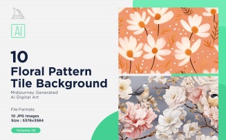 Floral Pattern Tile Background 10 Set V-10