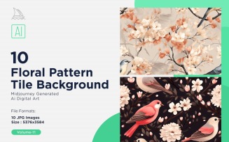 Floral Pattern Tile Background 10 Set V-11