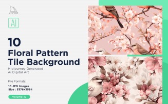Floral Pattern Tile Background 10 Set V-12