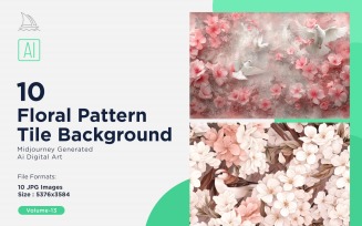 Floral Pattern Tile Background 10 Set V-13