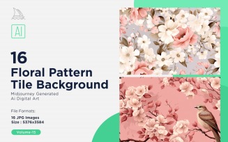 Floral Pattern Tile Background 16 Set V-15