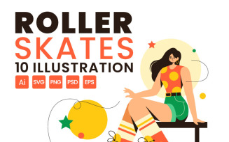 10 Riding Roller Skates Illustration