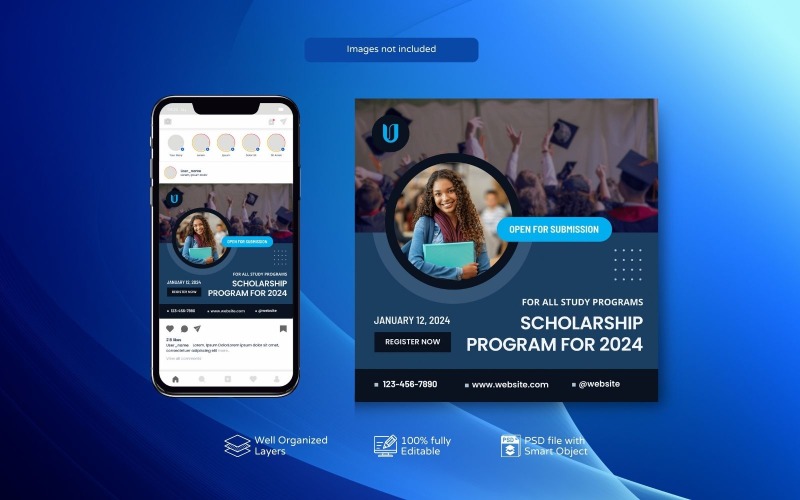 Minimal Education Scholarship Program Social Media PSD